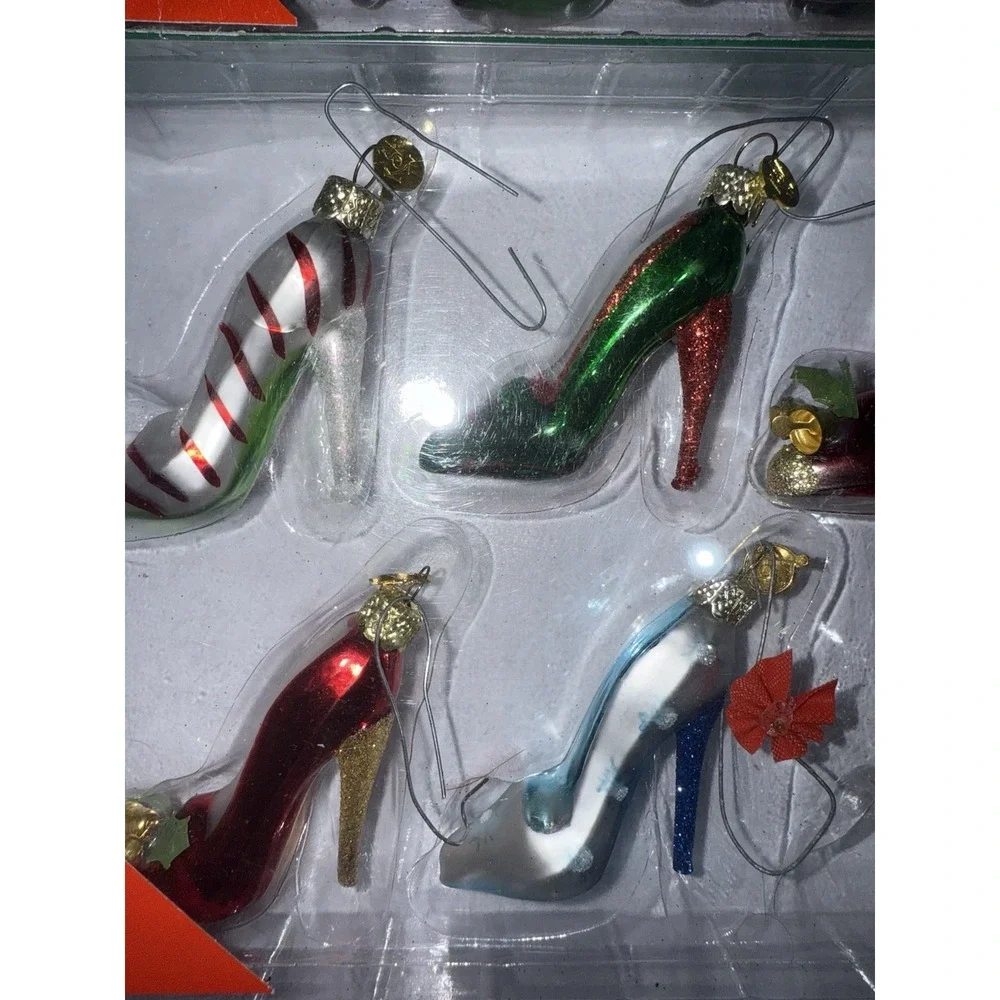 Kurt Adler Medallion Collection High‎ Heel Shoe Glass Ornaments 11 Stiletto T
